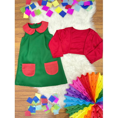 Fantasia Infantil Chiquinha Verde e Vermelho Festas