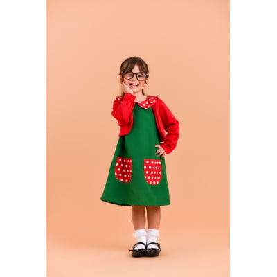 Fantasia Infantil Chiquinha Verde e Vermelho Festas Luxo