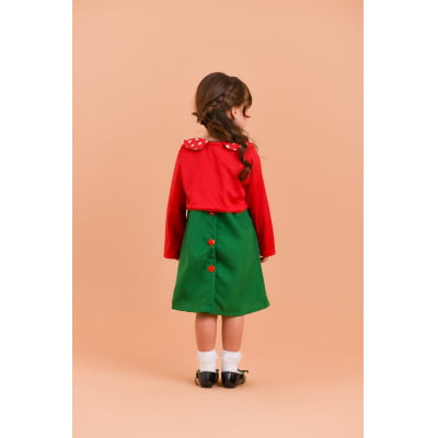 Fantasia Infantil Chiquinha Verde e Vermelho Festas Luxo