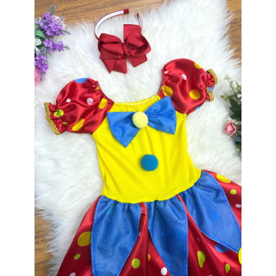 Vestido Infantil Colorida Palhacinha Festas