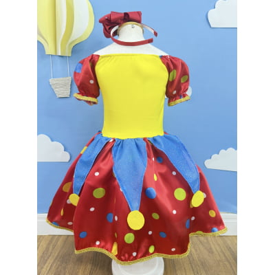 Vestido Infantil Colorida Palhacinha Festas
