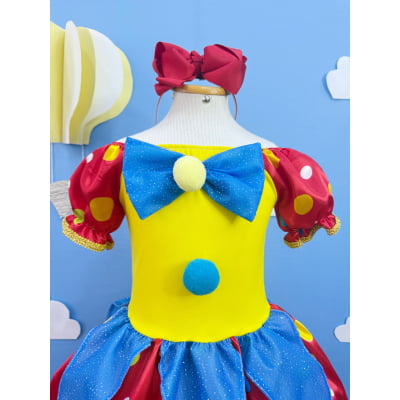 Vestido Infantil Colorida Palhacinha Festas