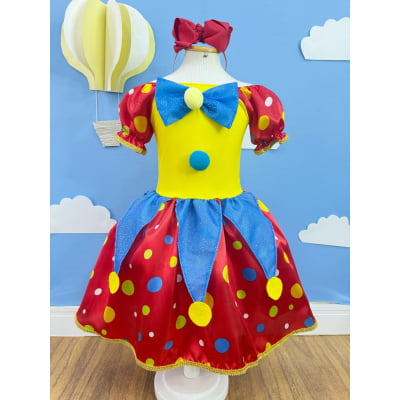 Vestido Infantil Colorida Palhacinha Festas