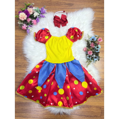 Vestido Infantil Colorida Palhacinha Festas