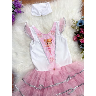Fantasia Infantil da Bailarina Encantada C/ Faixa Cabelo Festas