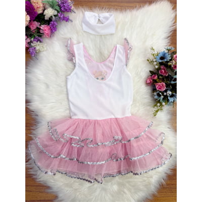 Fantasia Infantil da Bailarina Encantada C/ Faixa Cabelo Festas