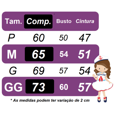 Fantasia Infantil de Marinheira, em Cetim e Helanca