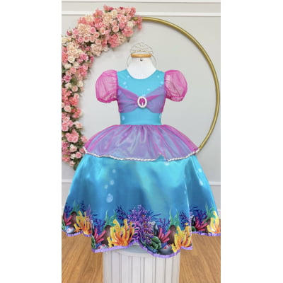 Fantasia Infantil da Princesa Pequena Sereia Ariel Festas