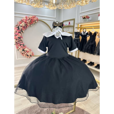 Fantasia Infantil da Wandinha Com Laço Festas