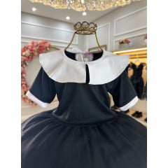 Fantasia Infantil da Wandinha Com Tiara de Tranças Festas