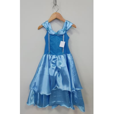 Fantasia Infantil Frozen e Cinderela Azul Renda Brilho
