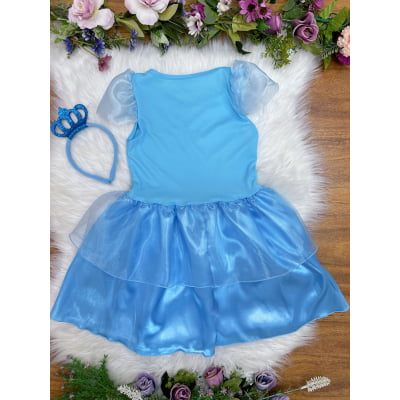 Fantasia Infantil Frozen e Cinderela Com Tiara Princesas