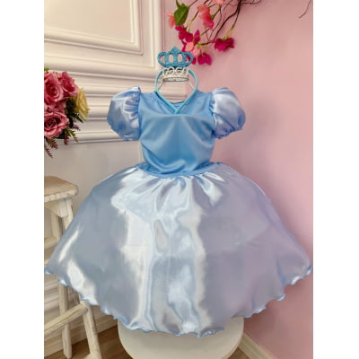 Fantasia Infantil Frozen Elsa Anna Princesas C/ Tiara Festas