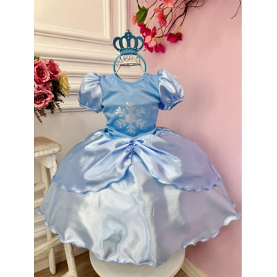 Fantasia Infantil Princesas C/ Tiara, em Cetim e Helanca