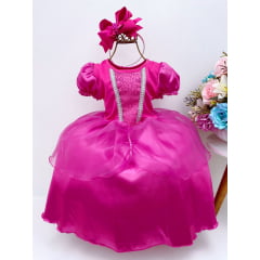 Fantasia Infantil Pink Princesa Aurora Barbie Festas