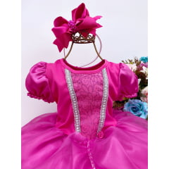 Fantasia Infantil Pink Princesa Aurora Barbie Festas