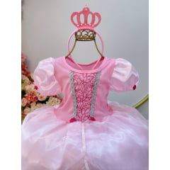 Fantasia Infantil Princesa Aurora Com Luva e Tiara