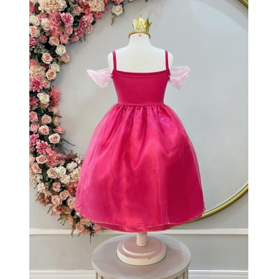 Vestido Infantil Princesa Aurora Luxo Festas