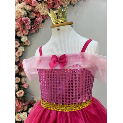 Vestido Infantil Princesa Aurora Luxo Festas