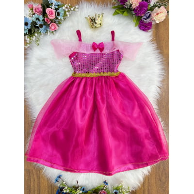 Vestido Infantil Princesa Aurora Luxo Festas