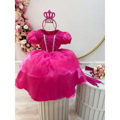 Fantasia Infantil Princesa Aurora Pink Tiara e Luva