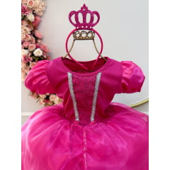 Fantasia Infantil Princesa Aurora Pink Tiara e Luva