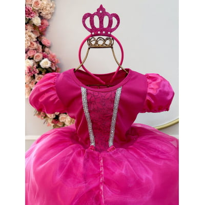 Fantasia Infantil Princesa Aurora Pink Tiara e Luva