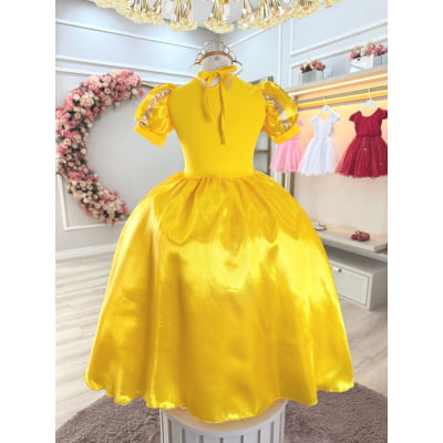 Fantasia Infantil Princesa Bela e a Fera Amarelo Festas