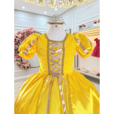 Fantasia Infantil Princesa Bela e a Fera Amarelo Festas