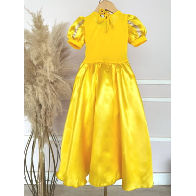 Fantasia Infantil Princesa Bela e a Fera Amarelo Festas