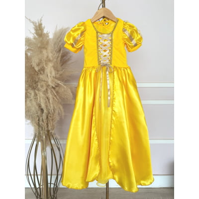 Fantasia Infantil Princesa Bela e a Fera Amarelo Festas
