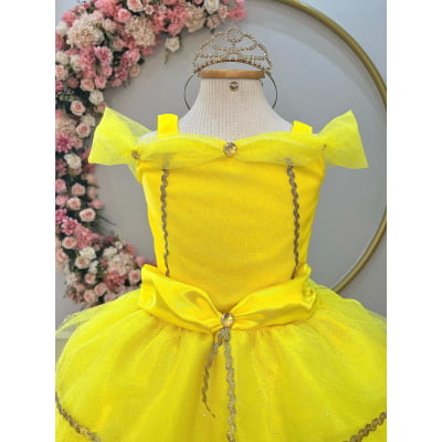 Fantasia Infantil Princesa Bela e a Fera C/ Luvas Festas