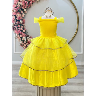 Fantasia Infantil Princesa Bela e a Fera C/ Luvas Festas