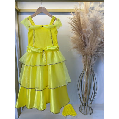 Fantasia Infantil Princesa Bela e a Fera C/ Luvas Festas