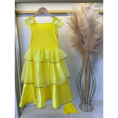 Fantasia Infantil Princesa Bela e a Fera C/ Luvas Festas