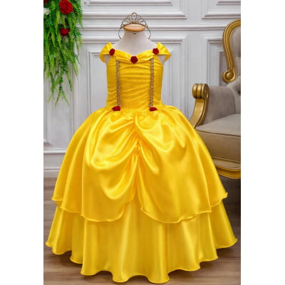 Fantasia Infantil Princesa Bela e a Fera Festas Amarelo