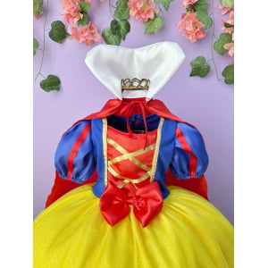 Fantasia Infantil Princesa Branca de Neve Longo Com Capa