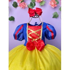 Fantasia Infantil Princesa Branca de Neve Longo Com Capa