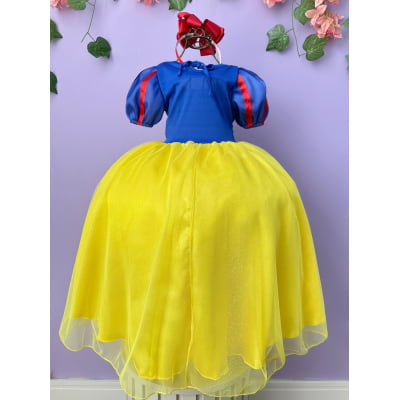 Fantasia Infantil Princesa Branca de Neve Longo Com Capa