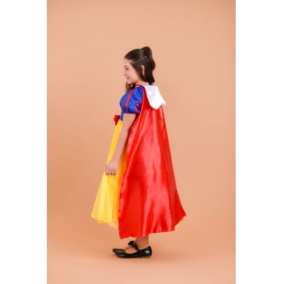 Fantasia Infantil Princesa Branca de Neve Longo Com Capa