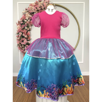 Fantasia Infantil Princesa Pequena Sereia Ariel Festas