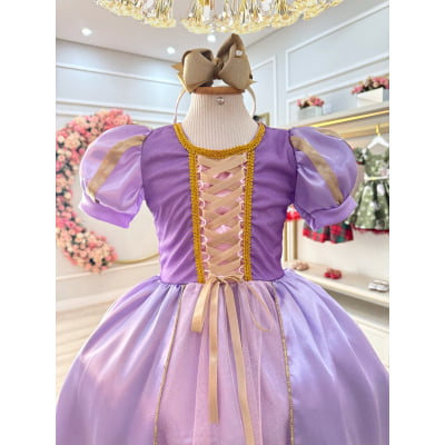 Fantasia Infantil Lilás Princesa Rapunzel Festas