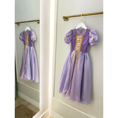 Fantasia Infantil Lilás Princesa Rapunzel Festas