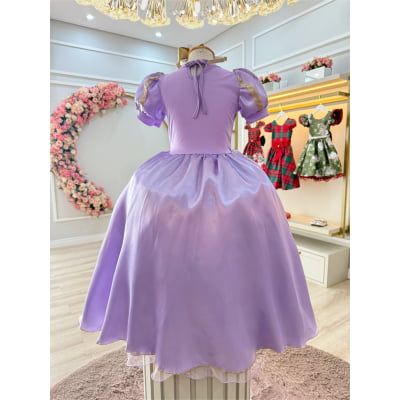 Fantasia Infantil Lilás Princesa Rapunzel Festas