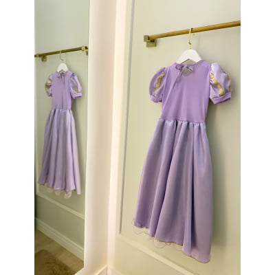 Fantasia Infantil Lilás Princesa Rapunzel Festas