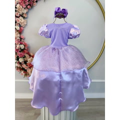 Fantasia Infantil Princesa Rapunzel Lilás Luxo Glitter
