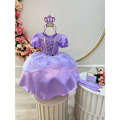 Fantasia Infantil Princesa Sofia com Tiara e Luva