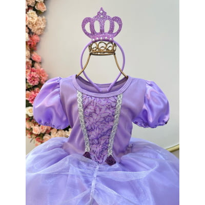 Fantasia Infantil Princesa Sofia com Tiara e Luva