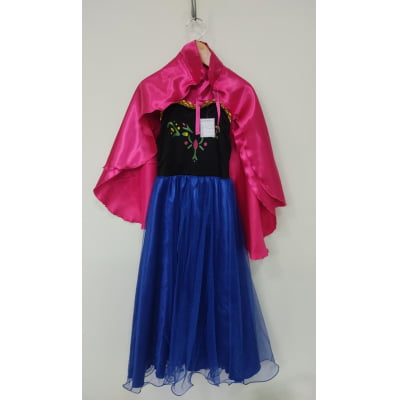 Fantasia Infantil Princesas Anna Frozen C/ Capa Festas Luxo