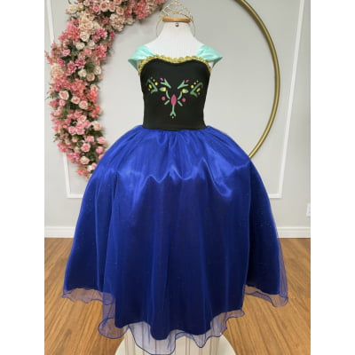 Fantasia Infantil Princesas Anna Frozen C/ Capa Festas Luxo